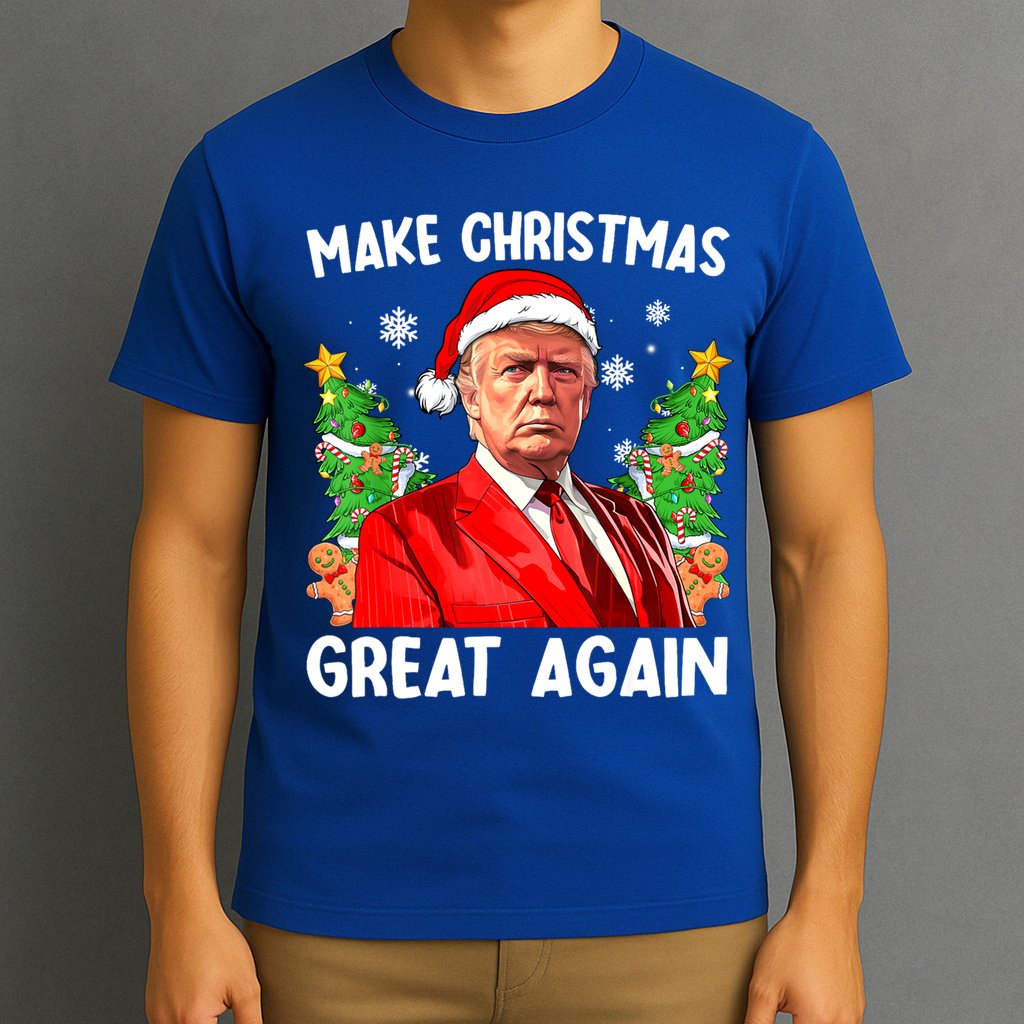Make Christmas Great Again Funny Santa Trump 2024 Xmas Meaningful Gift T-Shirt