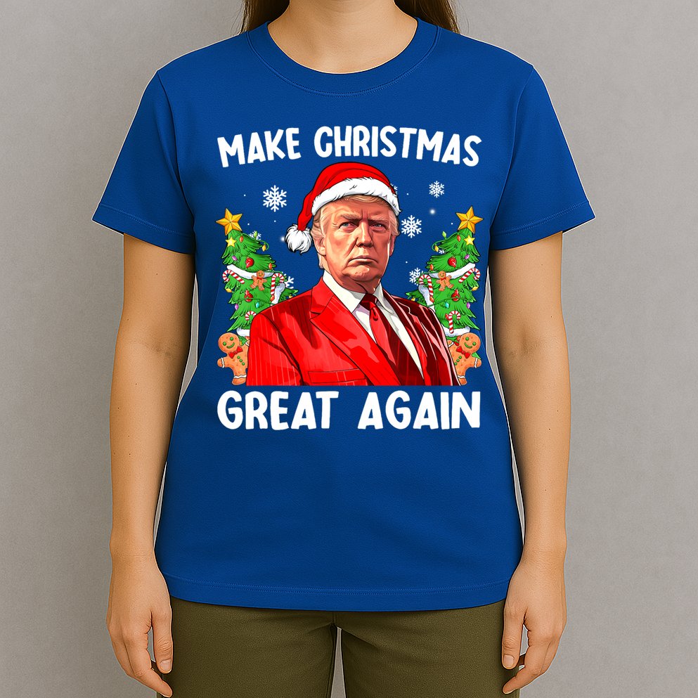 Make Christmas Great Again Funny Santa Trump 2024 Xmas Meaningful Gift T-Shirt