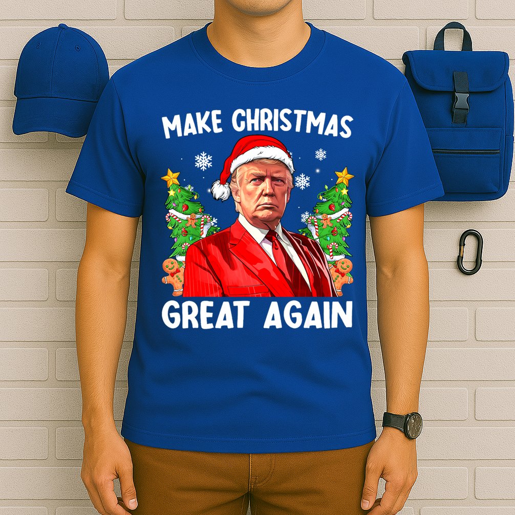 Make Christmas Great Again Funny Santa Trump 2024 Xmas Meaningful Gift T-Shirt