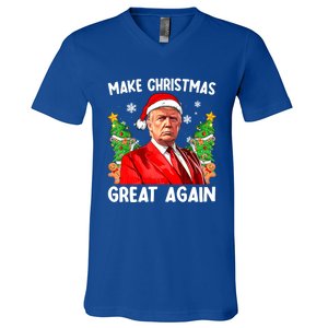 Make Christmas Great Again Funny Santa Trump 2024 Xmas Meaningful Gift V-Neck T-Shirt