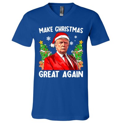Make Christmas Great Again Funny Santa Trump 2024 Xmas Meaningful Gift V-Neck T-Shirt