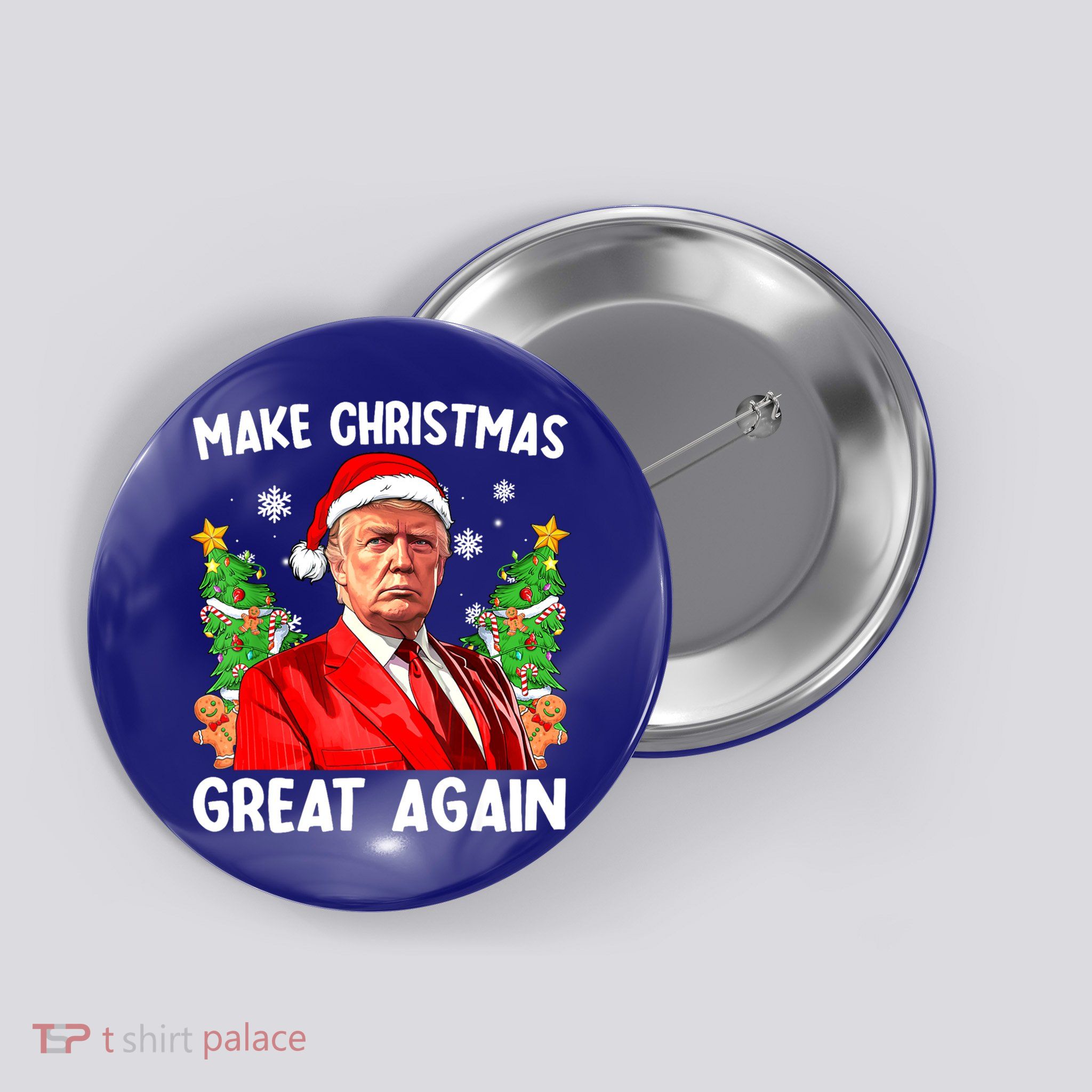 Make Christmas Great Again Funny Santa Trump 2024 Xmas Meaningful Gift Button