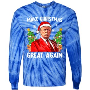 Make Christmas Great Again Funny Santa Trump 2024 Xmas Meaningful Gift Tie-Dye Long Sleeve Shirt