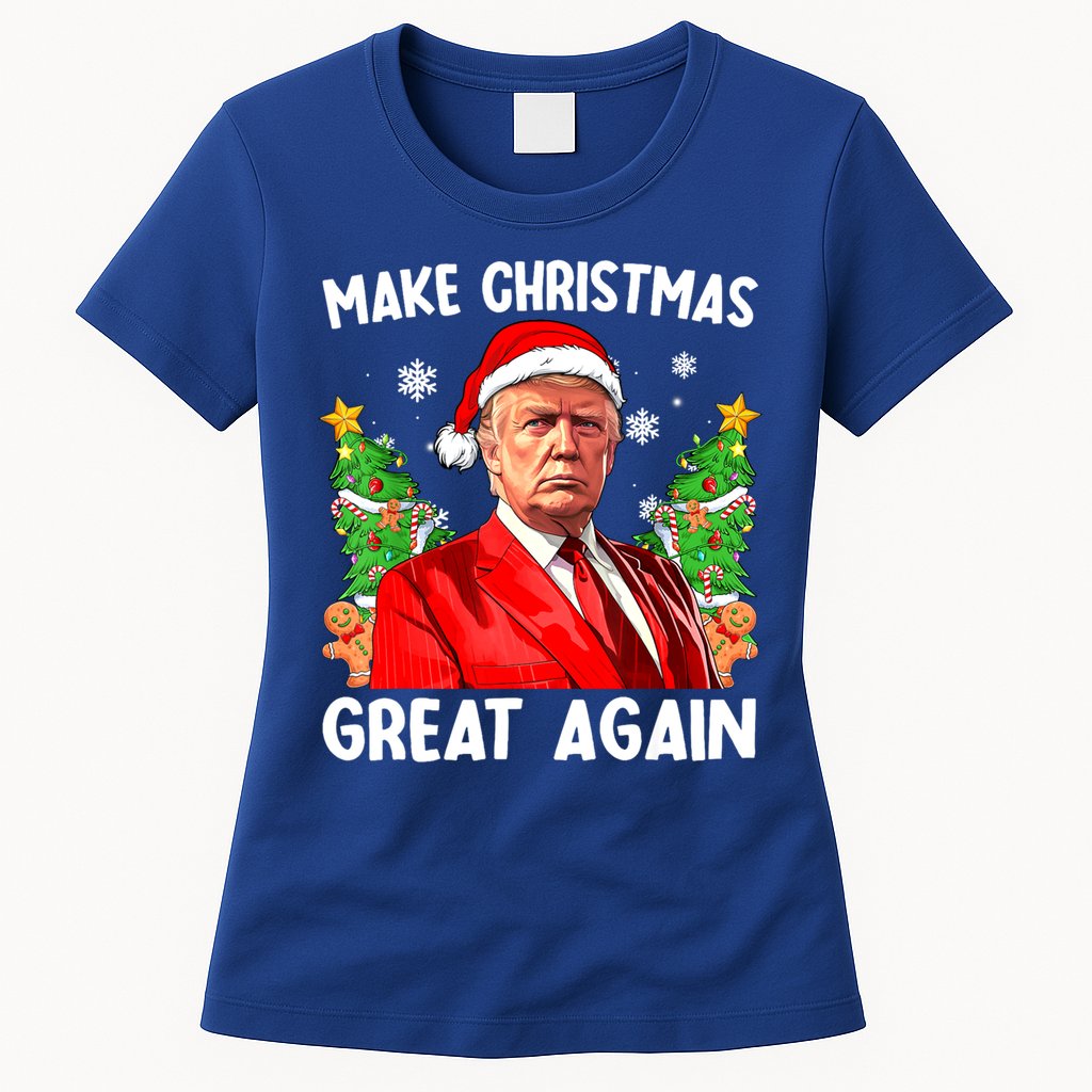 Make Christmas Great Again Funny Santa Trump 2024 Xmas Meaningful Gift Womens T-Shirt
