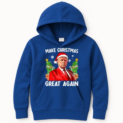 Make Christmas Great Again Funny Santa Trump 2024 Xmas Meaningful Gift Kids Hoodie