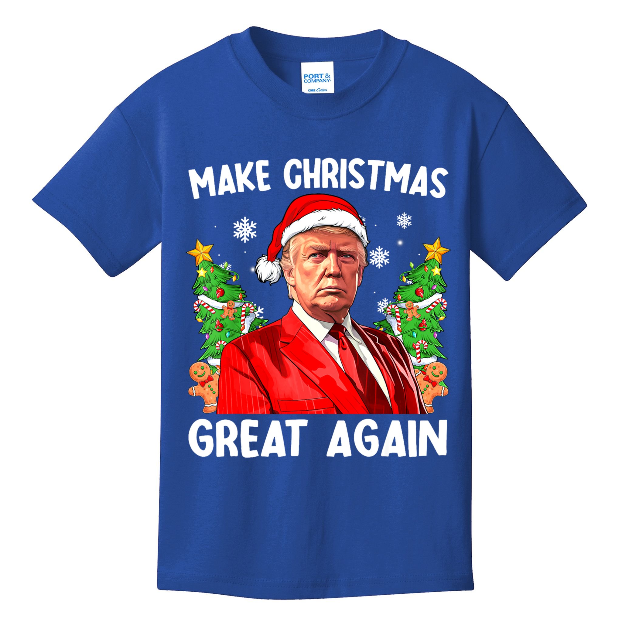 Make Christmas Great Again Funny Santa Trump 2024 Xmas Meaningful Gift Kids T-Shirt