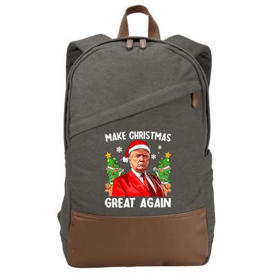 Make Christmas Great Again Funny Santa Trump 2024 Xmas Meaningful Gift Cotton Canvas Backpack