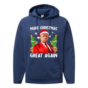 Make Christmas Great Again Funny Santa Trump 2024 Xmas Meaningful Gift Performance Fleece Hoodie