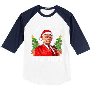 Make Christmas Great Again Funny Santa Trump 2024 Xmas Meaningful Gift Baseball Sleeve Shirt