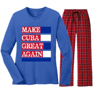 Make Cuba Great Again Cuban Flag Gift Women's Long Sleeve Flannel Pajama Set 