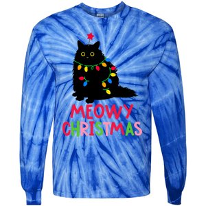 Meowy Christmas Gift Tie-Dye Long Sleeve Shirt