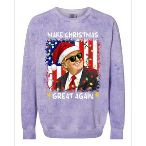 Make Christmas Great Again Funny Santa Trump 2024 Colorblast Crewneck Sweatshirt