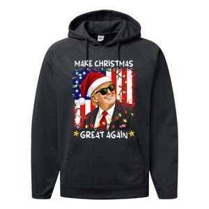 Make Christmas Great Again Funny Santa Trump 2024 Performance Fleece Hoodie