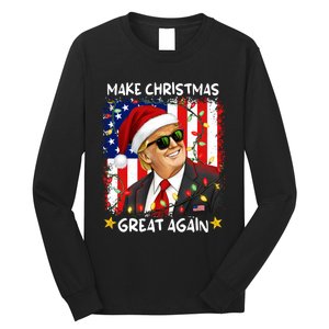 Make Christmas Great Again Funny Santa Trump 2024 Long Sleeve Shirt