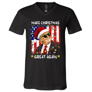 Make Christmas Great Again Funny Santa Trump 2024 V-Neck T-Shirt