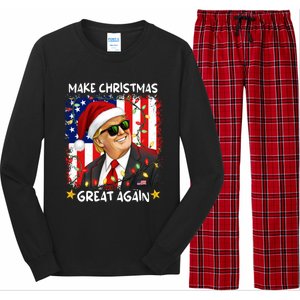 Make Christmas Great Again Funny Santa Trump 2024 Long Sleeve Pajama Set