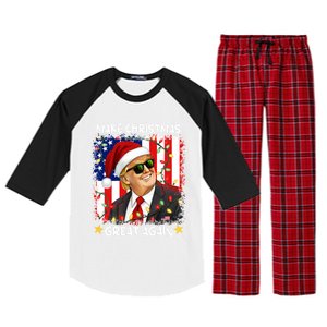 Make Christmas Great Again Funny Santa Trump 2024 Raglan Sleeve Pajama Set