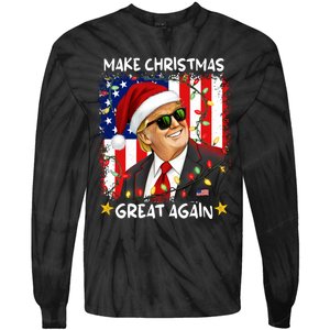 Make Christmas Great Again Funny Santa Trump 2024 Tie-Dye Long Sleeve Shirt