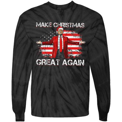 Make Christmas Great Again Santa Funny Trump Xmas Pajamas Tie-Dye Long Sleeve Shirt