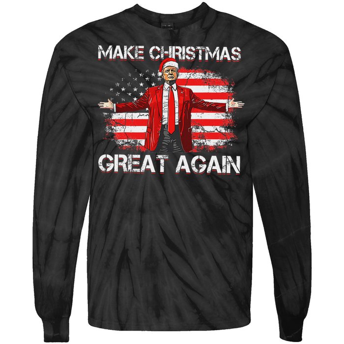 Make Christmas Great Again Santa Funny Trump Xmas Pajamas Tie-Dye Long Sleeve Shirt