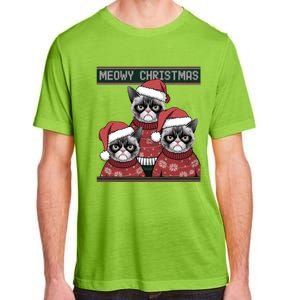 Meowy Christmas Grumpy Annoyed Cat Ugly Design Gift Adult ChromaSoft Performance T-Shirt