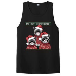 Meowy Christmas Grumpy Annoyed Cat Ugly Design Gift PosiCharge Competitor Tank