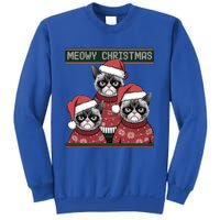 Meowy Christmas Grumpy Annoyed Cat Ugly Design Gift Sweatshirt