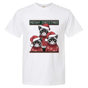 Meowy Christmas Grumpy Annoyed Cat Ugly Design Gift Garment-Dyed Heavyweight T-Shirt