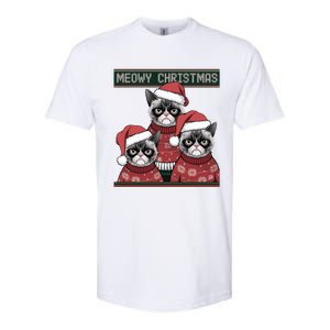 Meowy Christmas Grumpy Annoyed Cat Ugly Design Gift Softstyle CVC T-Shirt