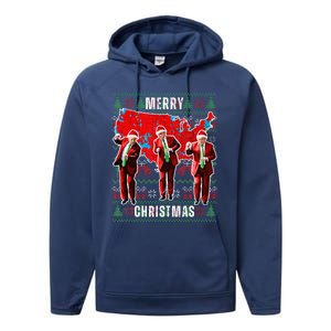 Make Christmas Great Again Trump Pajamas Ugly (14) Performance Fleece Hoodie