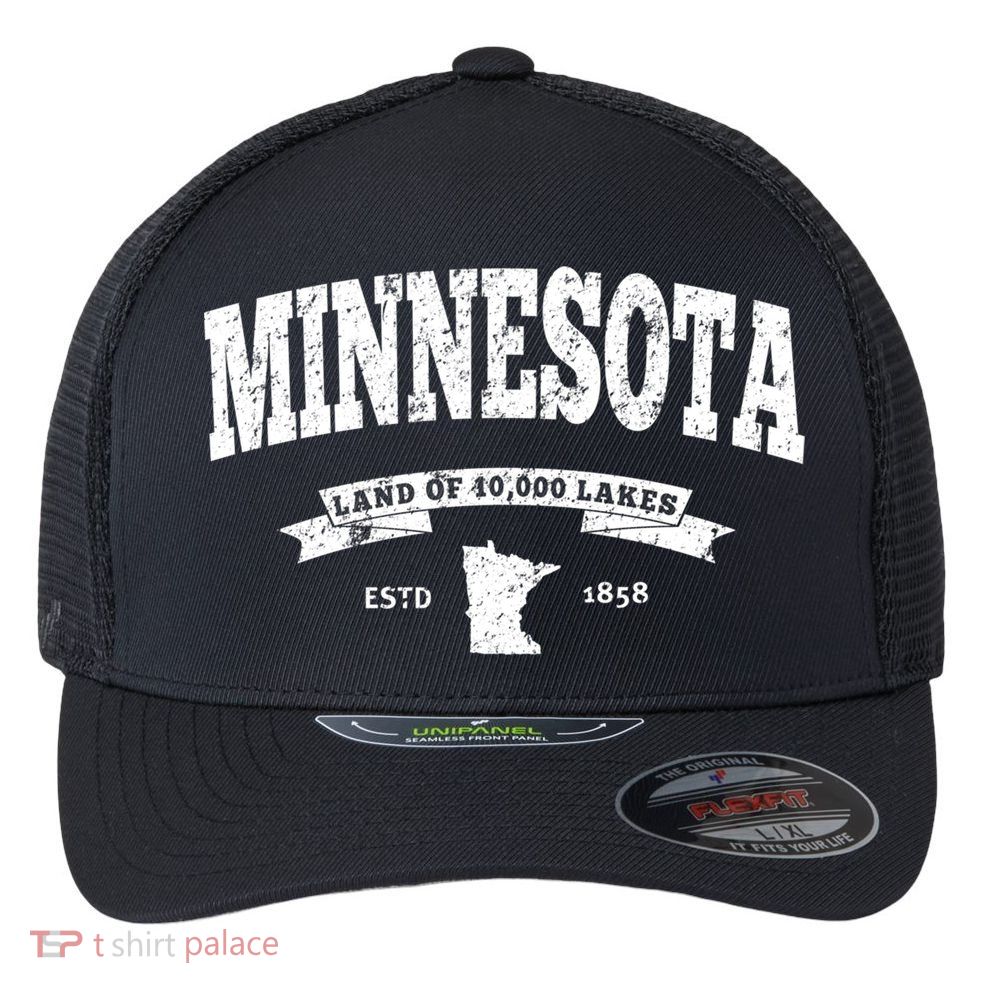 Minnesota Cute Gift Vintage Minnesota Gift Retro Mn Flexfit Unipanel Trucker Cap