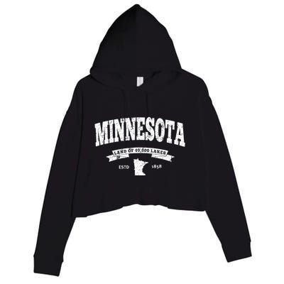 Minnesota Cute Gift Vintage Minnesota Gift Retro Mn Crop Fleece Hoodie