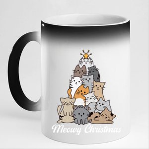 Meowy Christmas Gift 11oz Black Color Changing Mug