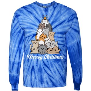 Meowy Christmas Gift Tie-Dye Long Sleeve Shirt