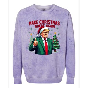 Make Christmas Great Again Funny Santa Trump Santa Hat Gift Colorblast Crewneck Sweatshirt