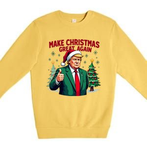 Make Christmas Great Again Funny Santa Trump Santa Hat Gift Premium Crewneck Sweatshirt