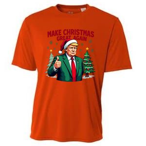 Make Christmas Great Again Funny Santa Trump Santa Hat Gift Cooling Performance Crew T-Shirt