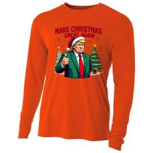 Make Christmas Great Again Funny Santa Trump Santa Hat Gift Cooling Performance Long Sleeve Crew