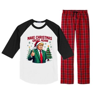 Make Christmas Great Again Funny Santa Trump Santa Hat Gift Raglan Sleeve Pajama Set