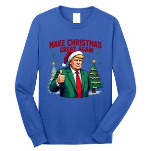 Make Christmas Great Again Funny Santa Trump Santa Hat Gift Long Sleeve Shirt