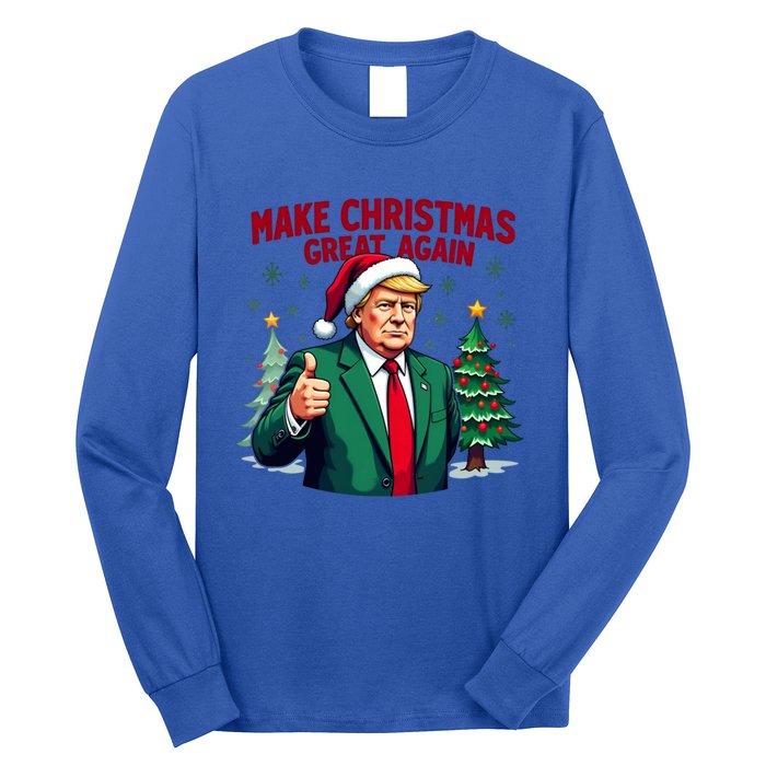 Make Christmas Great Again Funny Santa Trump Santa Hat Gift Long Sleeve Shirt