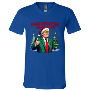 Make Christmas Great Again Funny Santa Trump Santa Hat Gift V-Neck T-Shirt