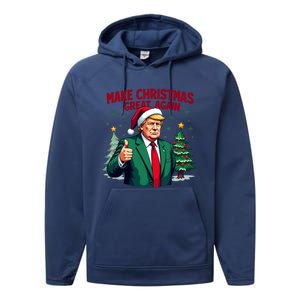 Make Christmas Great Again Funny Santa Trump Santa Hat Gift Performance Fleece Hoodie