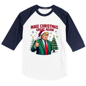 Make Christmas Great Again Funny Santa Trump Santa Hat Gift Baseball Sleeve Shirt