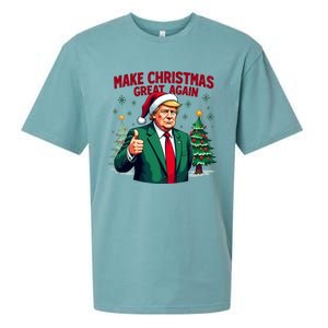 Make Christmas Great Again Funny Santa Trump Santa Hat Gift Sueded Cloud Jersey T-Shirt