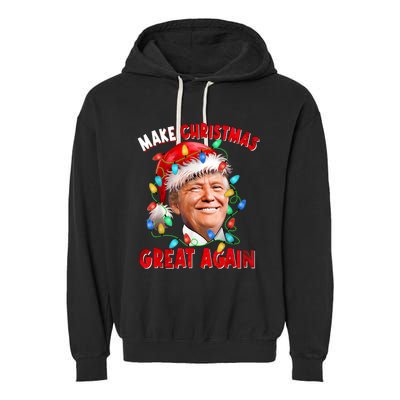 Make Christmas Great Again Funny Donald Trump Xmas Lights Garment-Dyed Fleece Hoodie