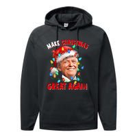 Make Christmas Great Again Funny Donald Trump Xmas Lights Performance Fleece Hoodie