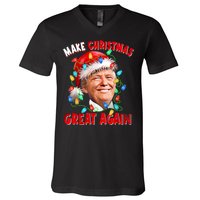 Make Christmas Great Again Funny Donald Trump Xmas Lights V-Neck T-Shirt