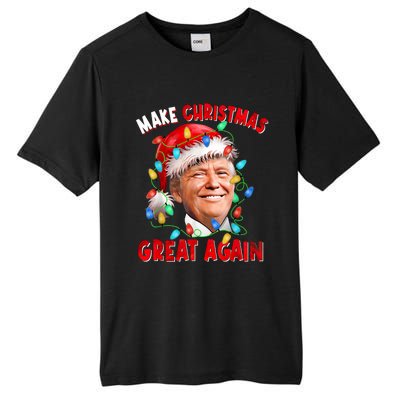 Make Christmas Great Again Funny Donald Trump Xmas Lights Tall Fusion ChromaSoft Performance T-Shirt