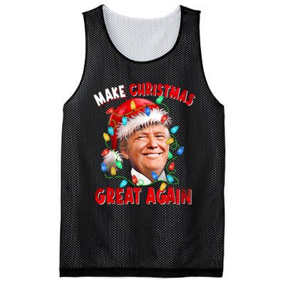 Make Christmas Great Again Funny Donald Trump Xmas Lights Mesh Reversible Basketball Jersey Tank